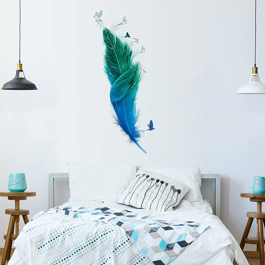 Feather Wall Sticker For Bedroom: