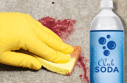 remove red wine from the carpet with club soda
